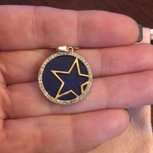 14 YG Diamond and Lapis Pendant